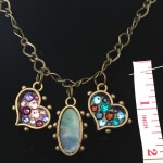 Dangling Hearts Designer Fashion Necklace - measurements