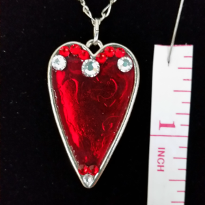 Ruby Red Heart Designer Fashion Necklace - Measurement