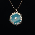 Blue Filigree Designer Fashion Necklace - Back