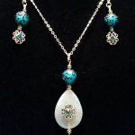 Teal Plunge Designer Fashion Necklace - Image 3